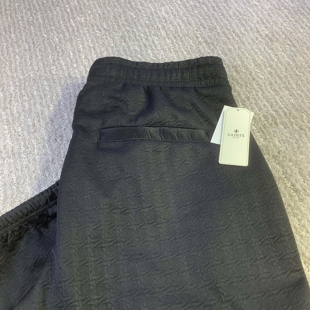 Saints Studio Mens Black Textured Cargo Jogger Pants Size Large NWT